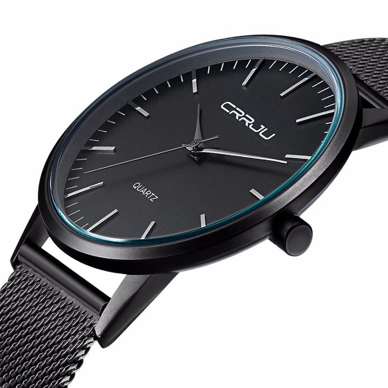 Luxury Men Quartz Watch Fashion Ultra Thin adjustable Wristwatch - Black