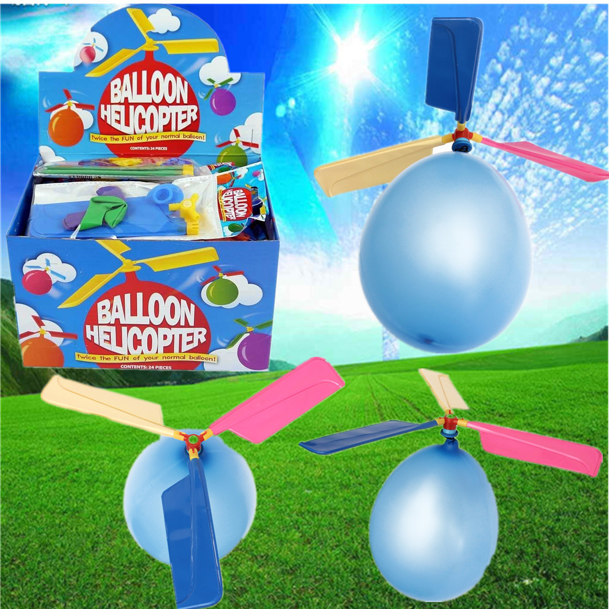 20X Colorful Traditional Classic Balloon Helicopter Portable Flying Toy educational toy - Random color