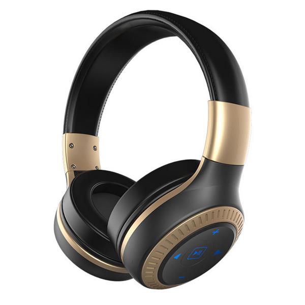 3D Sound 40mm dynamic driver AUX Line-in Wireless Bluetooth Headphone Headset With Mic - Black & Gold
