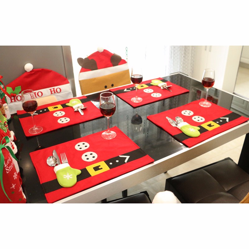 Christmas Glove Dining Table Mat Holiday Venue Kitchen Banquet Christmas Table Pads