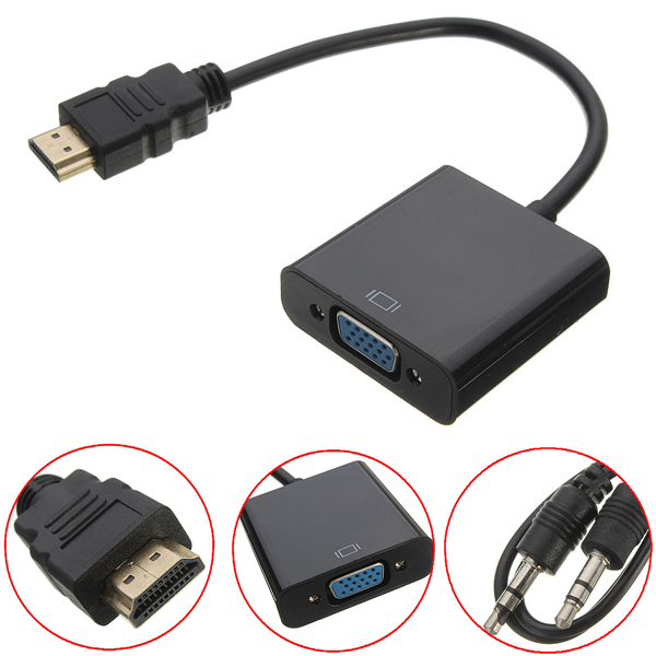 HDMI Port Male to VGA With Audio HD Video Cable Converter Adapter