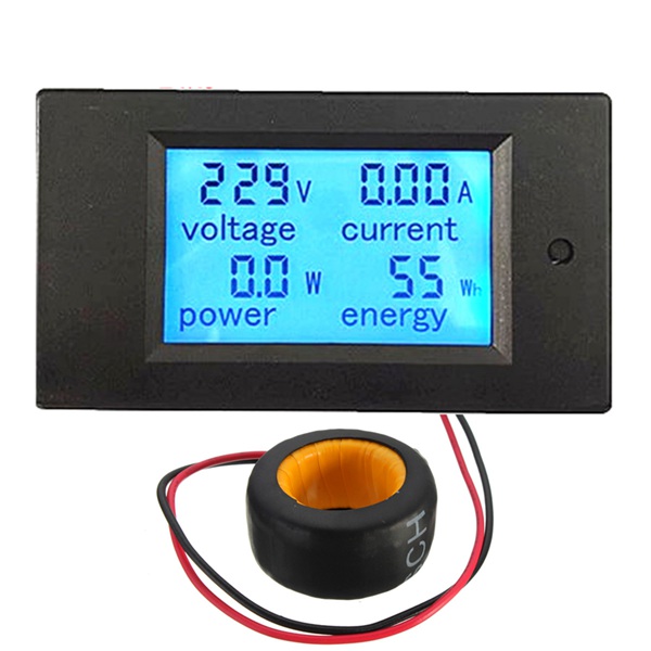 100A 22000W LCD Power Monitor Module AC Meter Panel 45-65Hz Test Voltage 80-260V