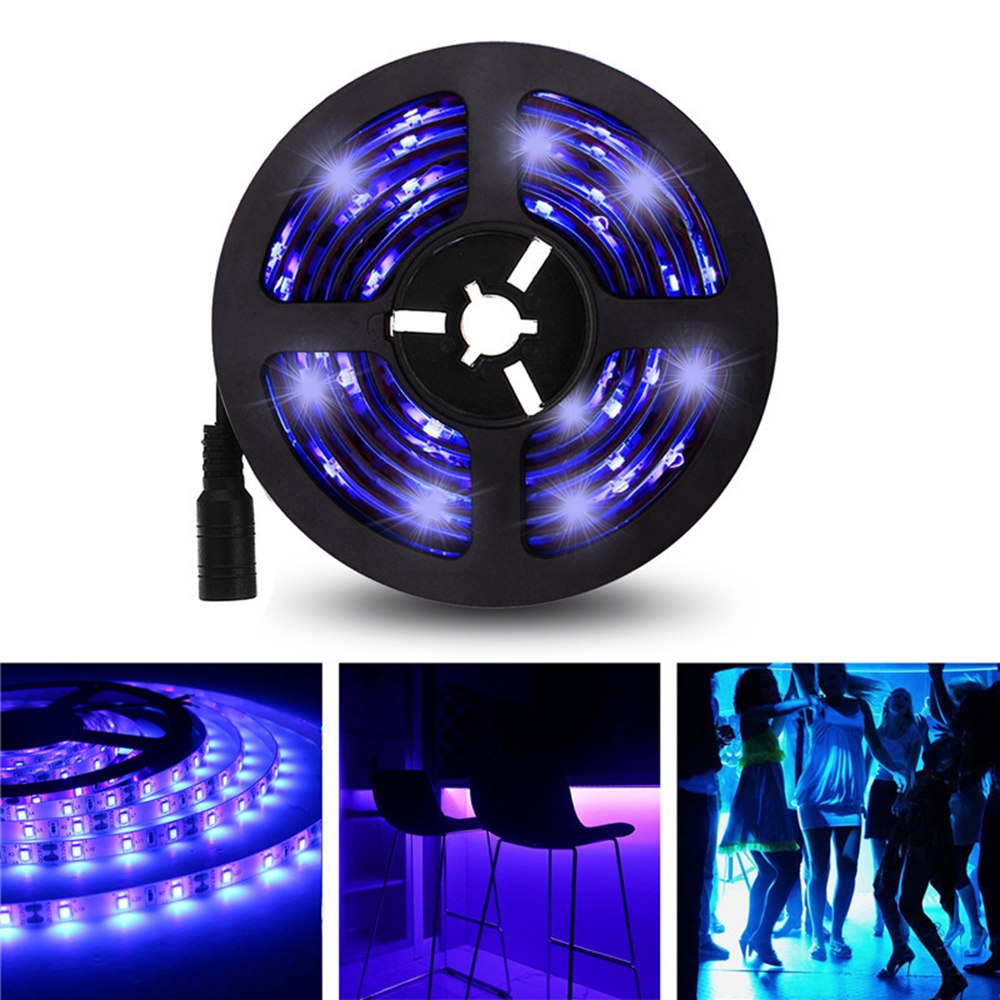 5M 3528SMD Non-waterproof UV Purple LED Strip Light with DC Connector DC12V Ultraviolet - Purple