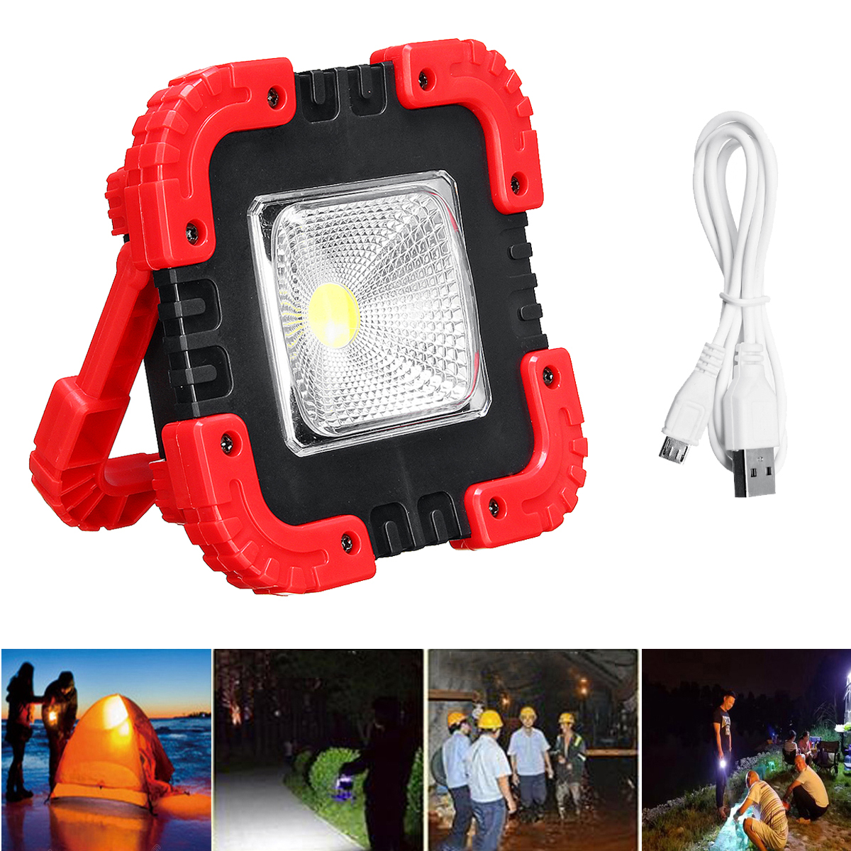 10W Solar LED COB Portable Work Light Waterproof Flood Lamp Outdoor Camping Lantern