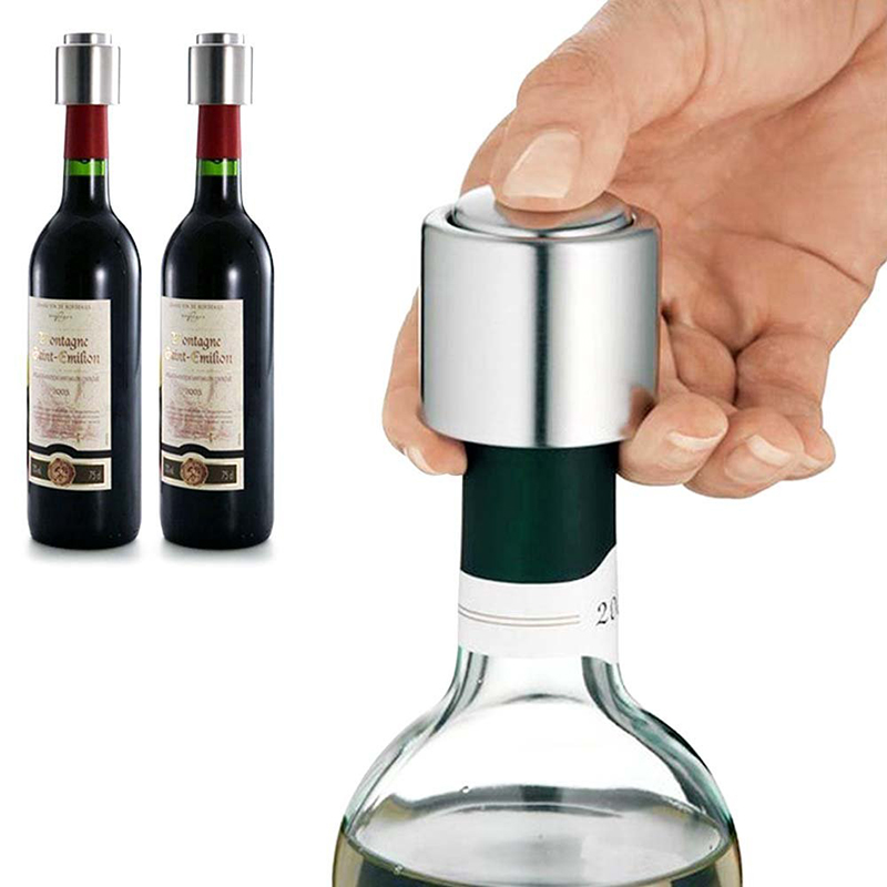 Stainless Steel Vacuum Sealed Wine Bottle Stopper Preserver Pump for 750ml Wine Bottle