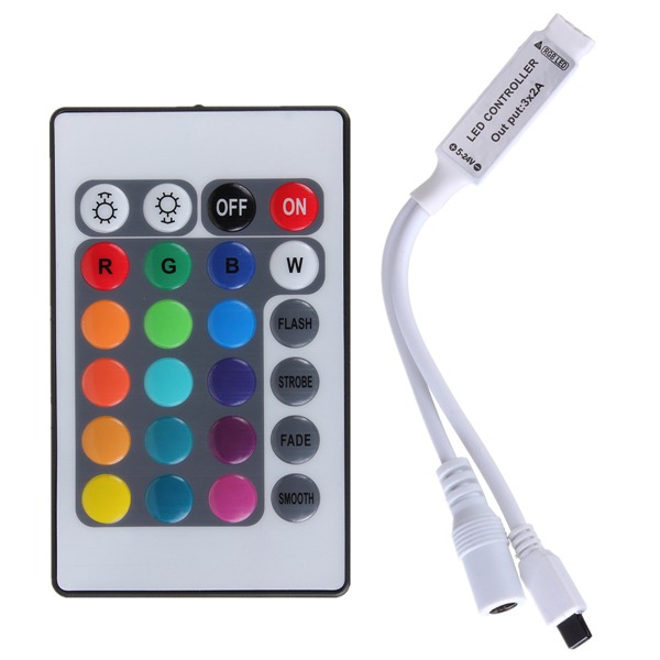 24 Key Mini IR LED Remote Controller For DC 12V 3528 5050 RGB LED Strip Light