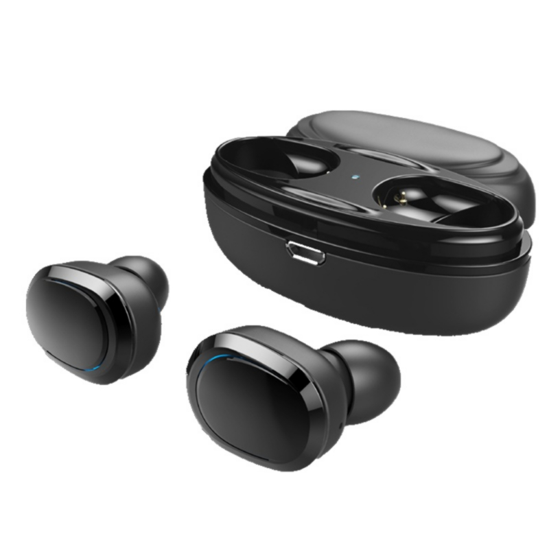 [True Wireless] TWS Double Bluetooth Earphones Stereo Headphone with Charging Box - Black