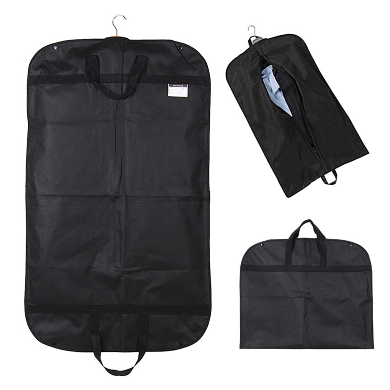 Portable Dust-proof Suit Dress Coat Garment Storage Travel Carrier Bag Hanger Protector Black