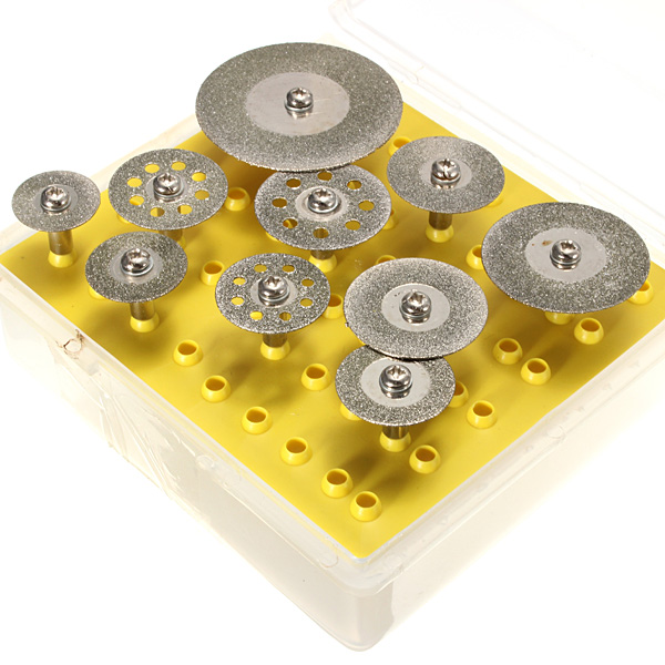 10pcs 16mm-40mm Diamond Cutting Saw Blade Discs Cut Off Wheel Set For Dremel Rotary Tool