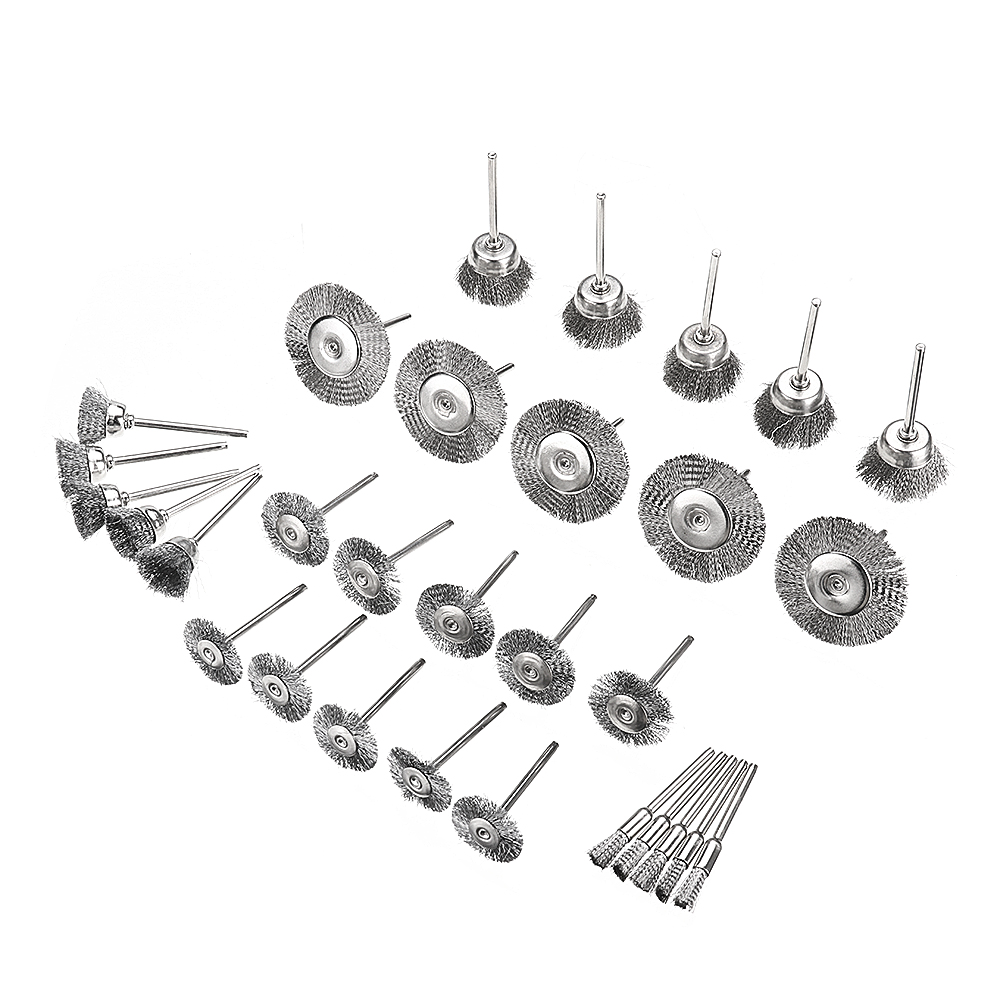 30pcs Stainless Steel Wire Brush Set Cleaner Polishing Brushes Cup Wheel For Dremel Rotary Tool
