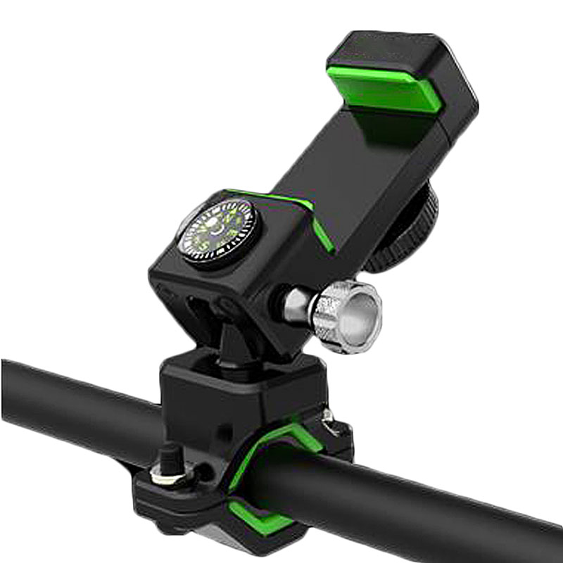 360° Rotation Guide Bike Mobile Phone Holder with LED Light Compass Bicycle Bracket - Green