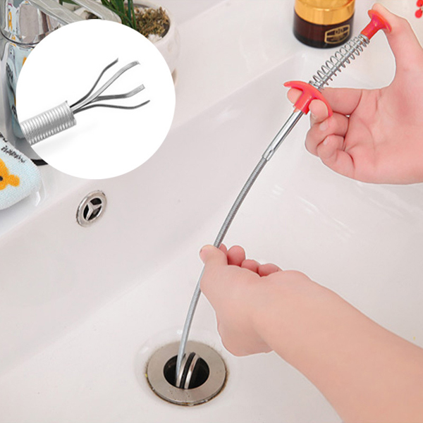 60cm Bendable Pipe Cleaner Sewer Tub Hair Removal Toilet Kitchen ...