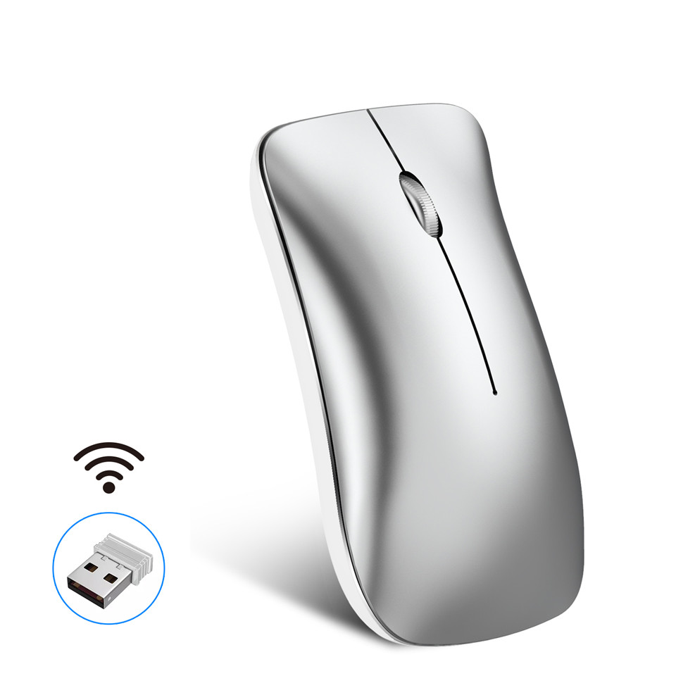 Rechargeable 2.4Ghz Wireless Mice 1600DPI 3DPI Optional Mouse for Mac Laptop PC Computer - Silver