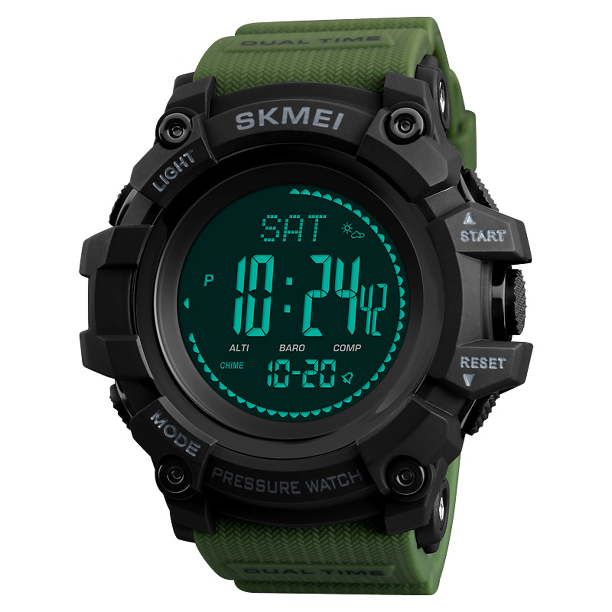 SKMEI 1358 3ATM Waterproof Smart Watch Pedometer Barometer - Green Colour
