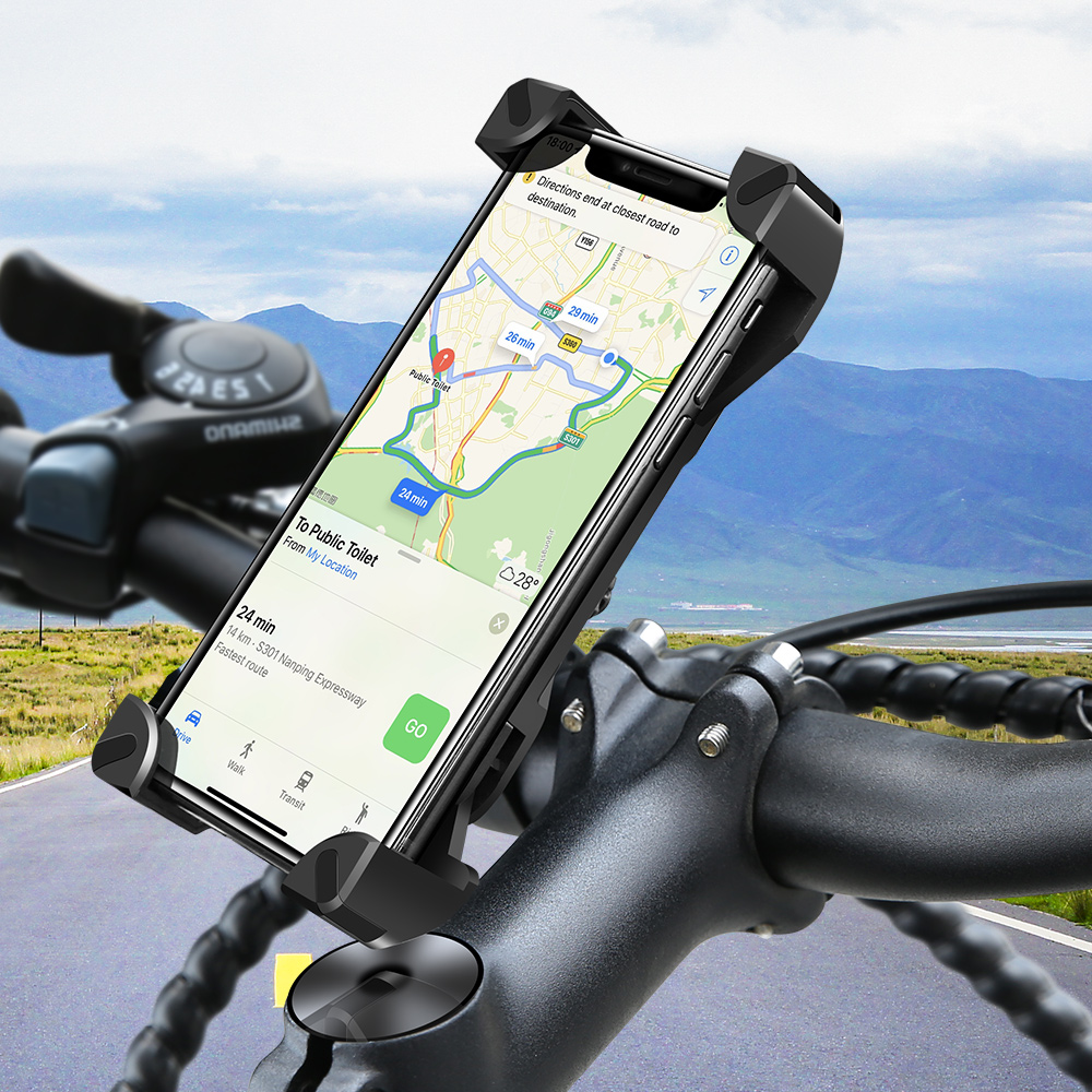 360 Degree Rotation Motorcycle Bike Handlebar Phone Holder Mount For 4" -7" Smart Phone