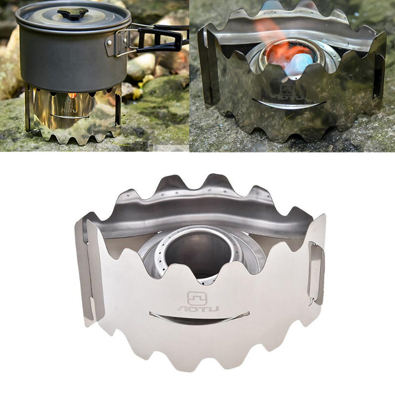 Foldable Outdoor Camping Mini Cooking Stove Alcohol Stove Set With Windshield