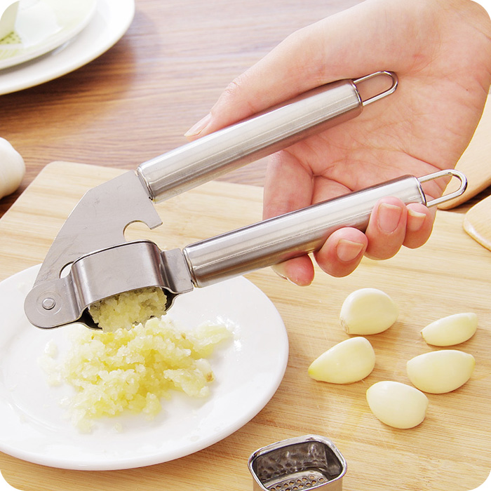 Stainless Steel Garlic Press Hand Presser Crusher Ginger Squeezer Masher Kitchen Tool