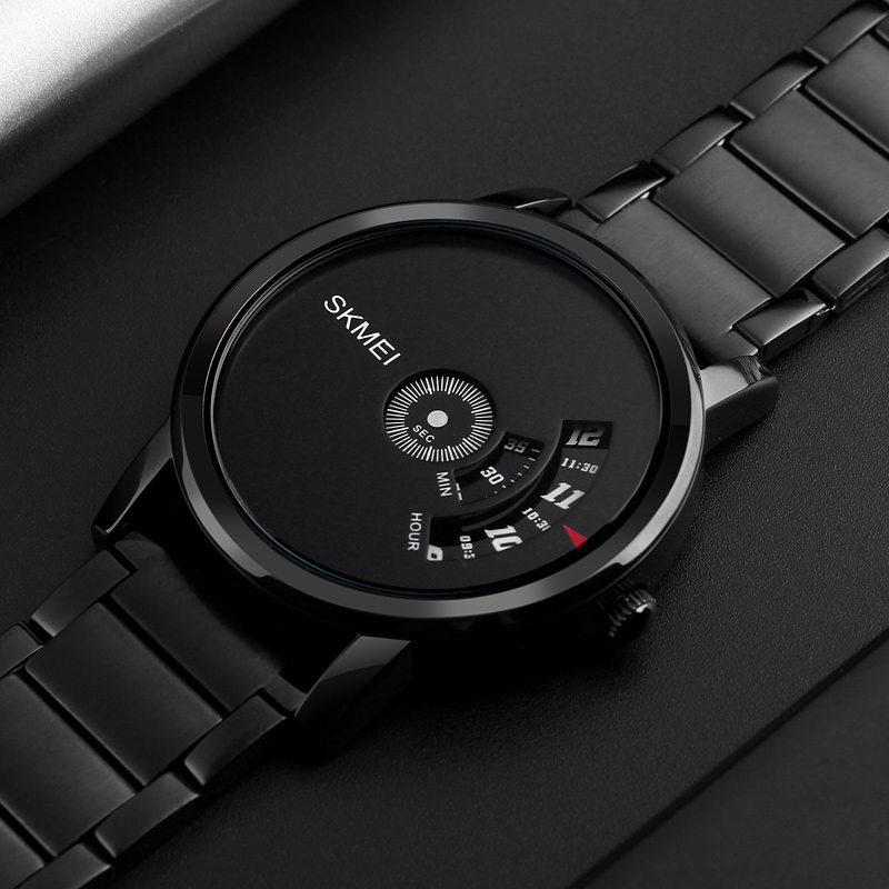 SKMEI 1260 Stainless Steel Strap Quartz Wrist Watch - Black