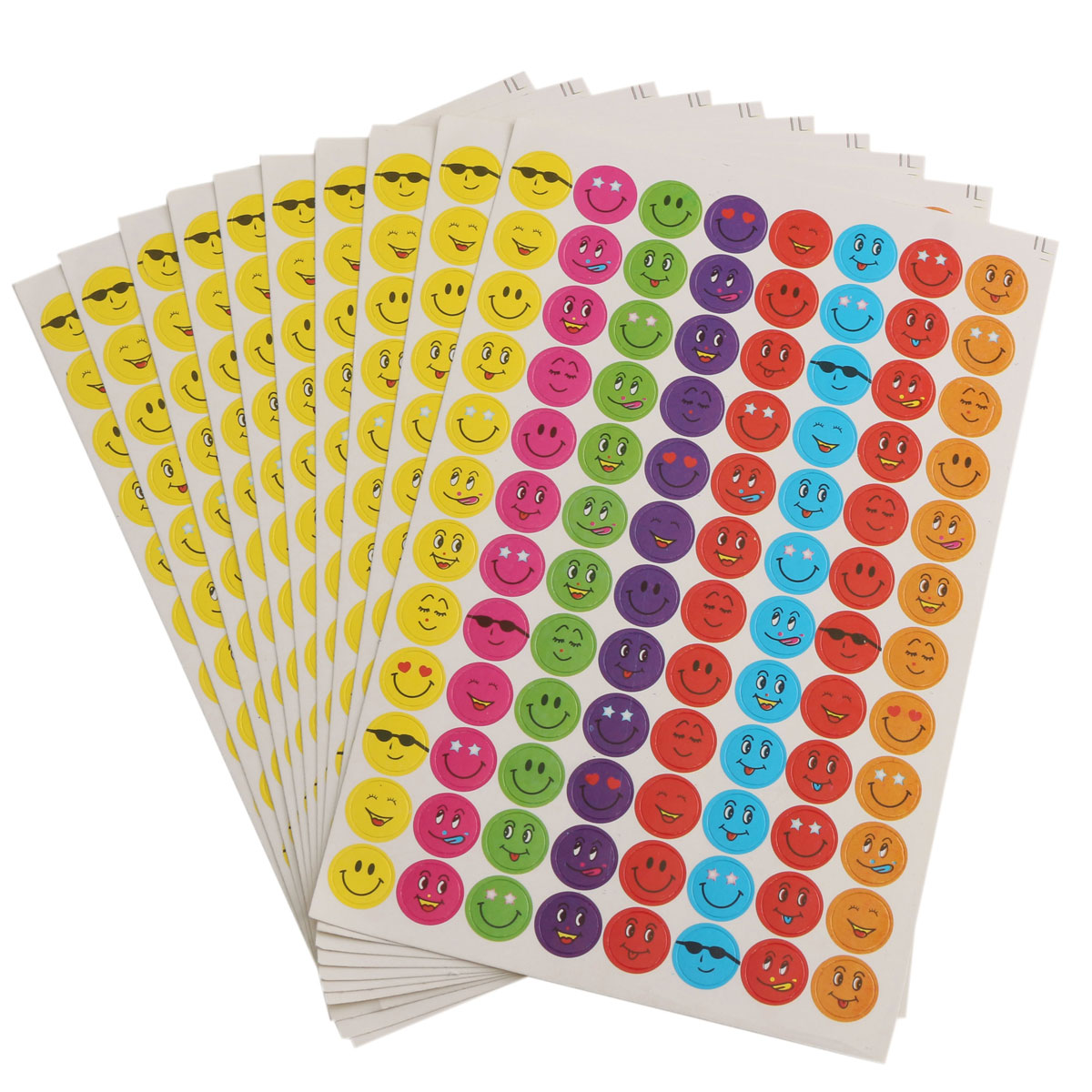 10 Sheets Emoji Smile Face Mixed Color Stickers Well Done Sticker
