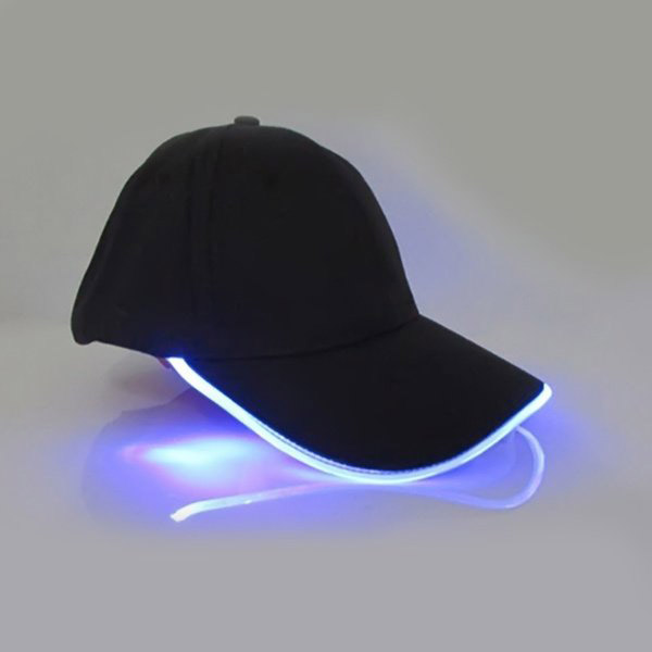 Punk Style LED Light Baseball Cap Luminous Cap Snapback Hat Fiber Optic Hat - Blue