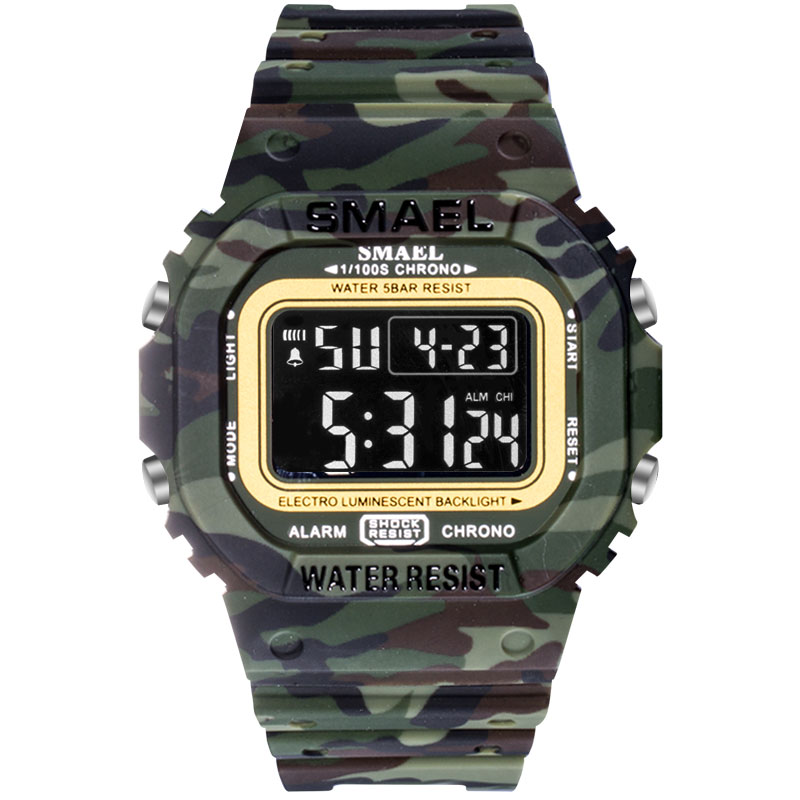 SMAEL 1801 Camouflage Cowboy Style Luminous 5ATM Digital Watch - 4. Woodland Camouflage
