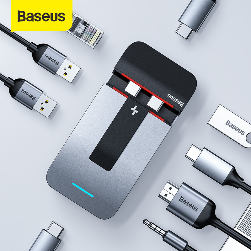 Baseus 9 In 1 USB-C Hub Docking Station Adapter Laptop Stand for Macbook