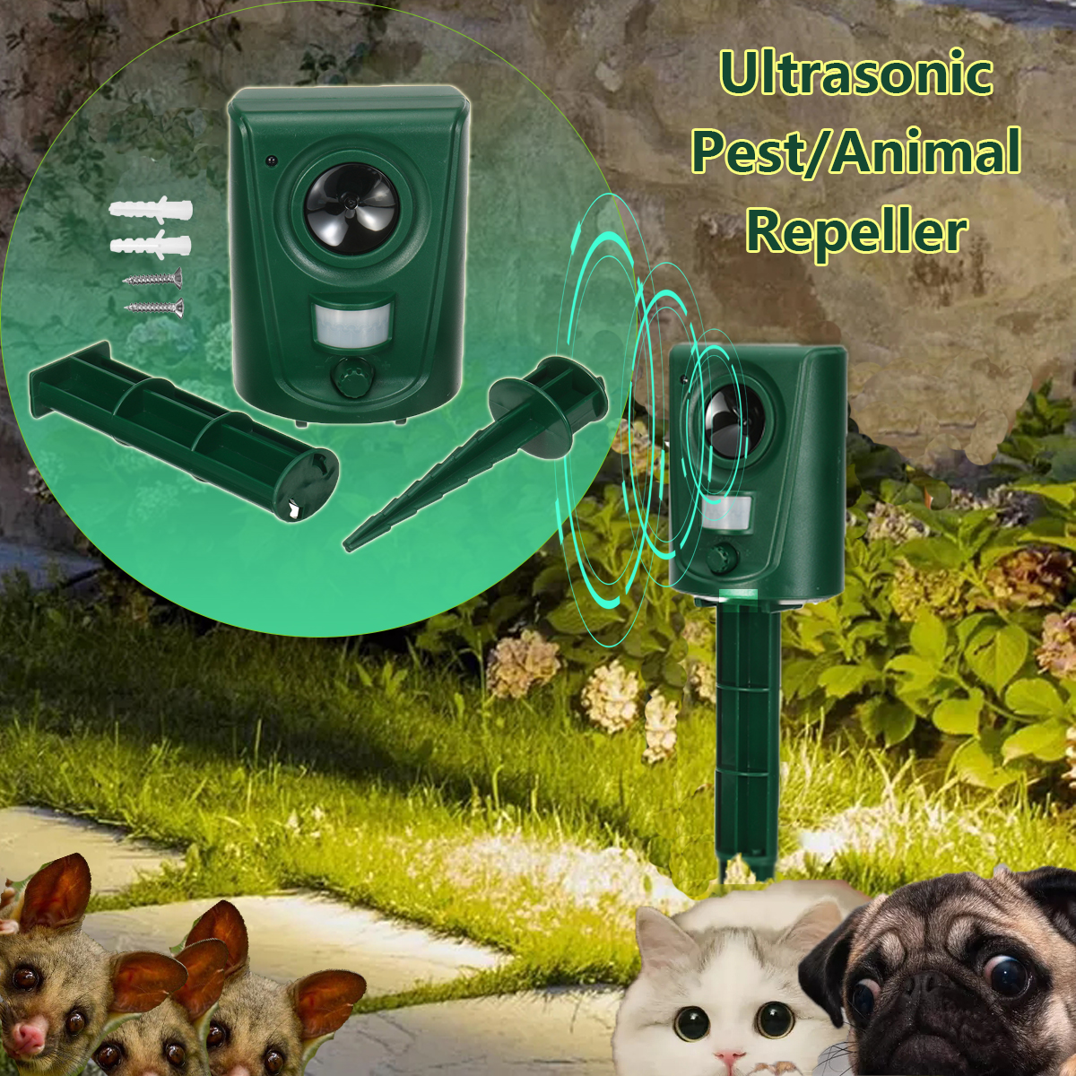 ABS 120 Degree Ultrasonic Infrared Large Animal Repeller Mosquito Repeller Garden Dog Repeller Lawn Repeller