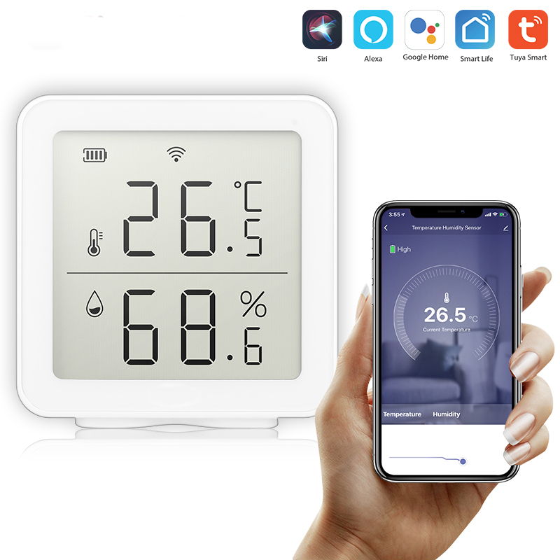 Bakeey Tuya WIFI Temperature&Humidity Sensor Work With Alexa Indoor Hygrometer Thermometer LCD Display Intelligent Linkage