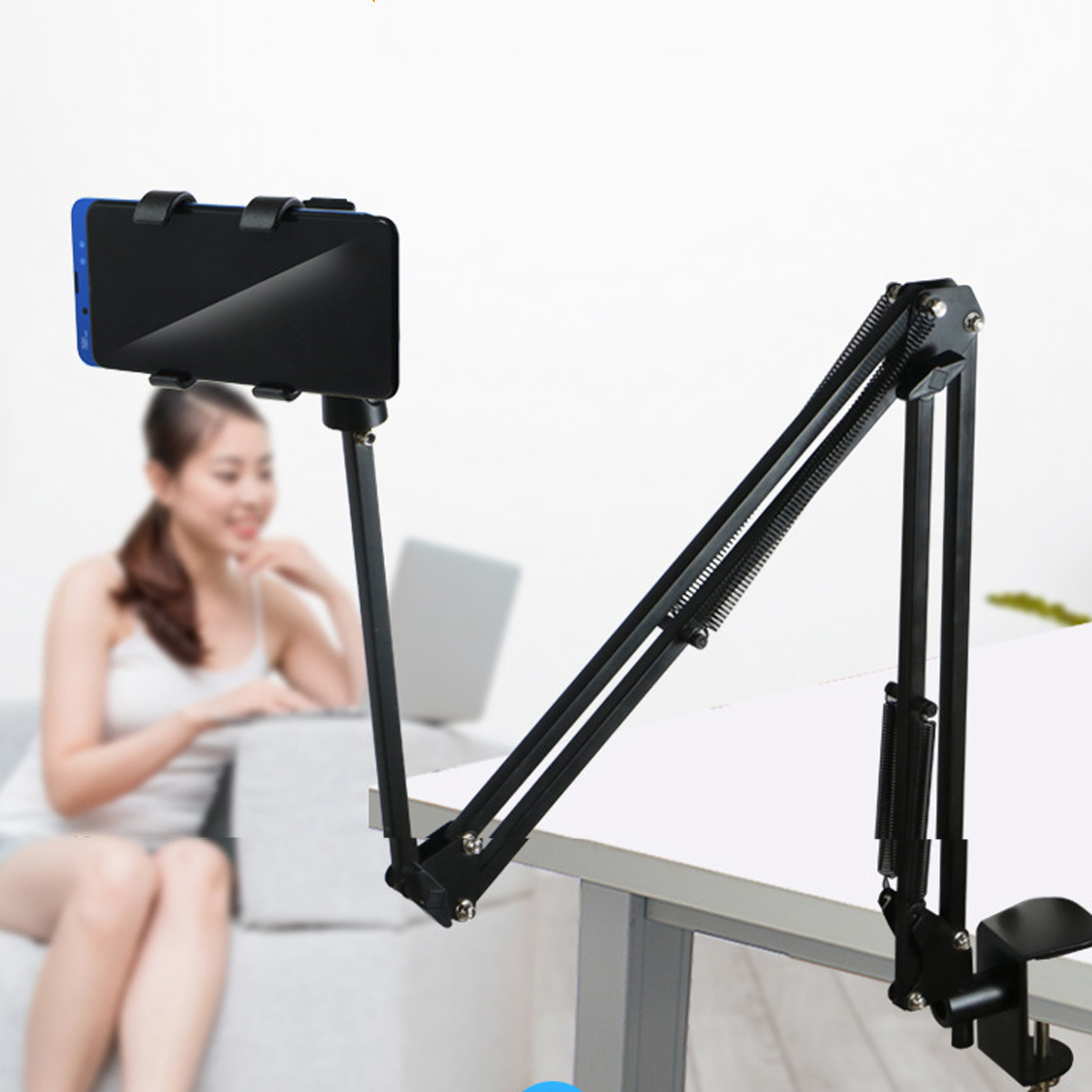 Universal 360 Rotation Adjustable Flexible Lazy Arm Online Course Aluminum Alloy Bed Table Mobile Phone Tablet Stand