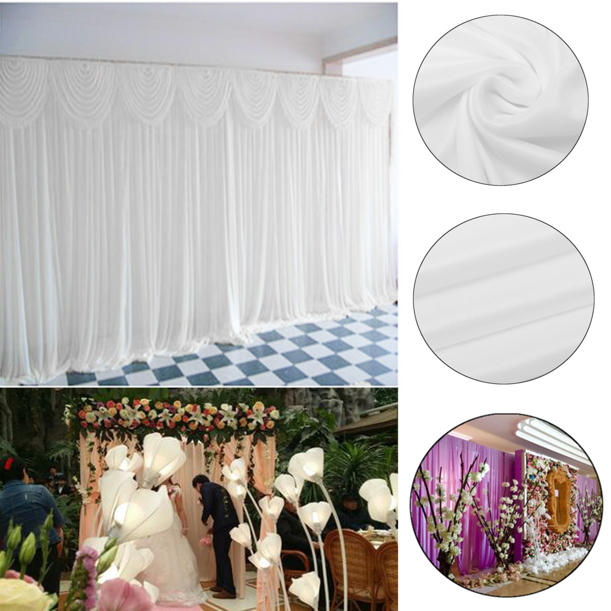 2M X 2M White Stage Background Backdrop Drape Curtain Swags Wedding Party