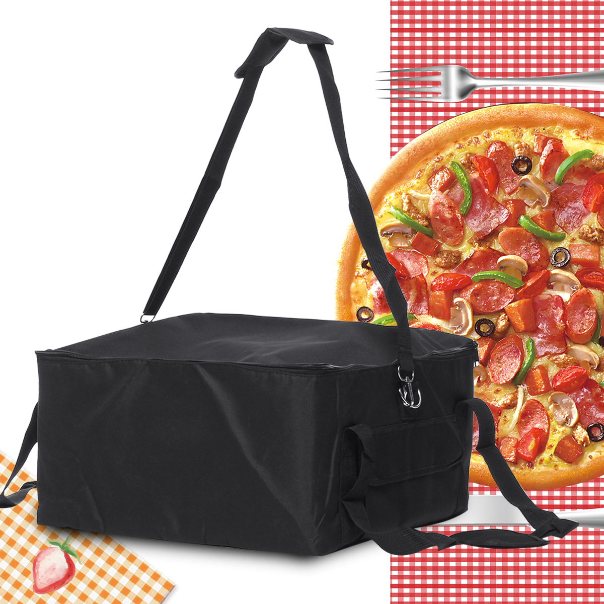 16'' Pizza Food Delivery Bag Insulated Thermal Nylon Holds Bag Aluminium Foil Packing Bag