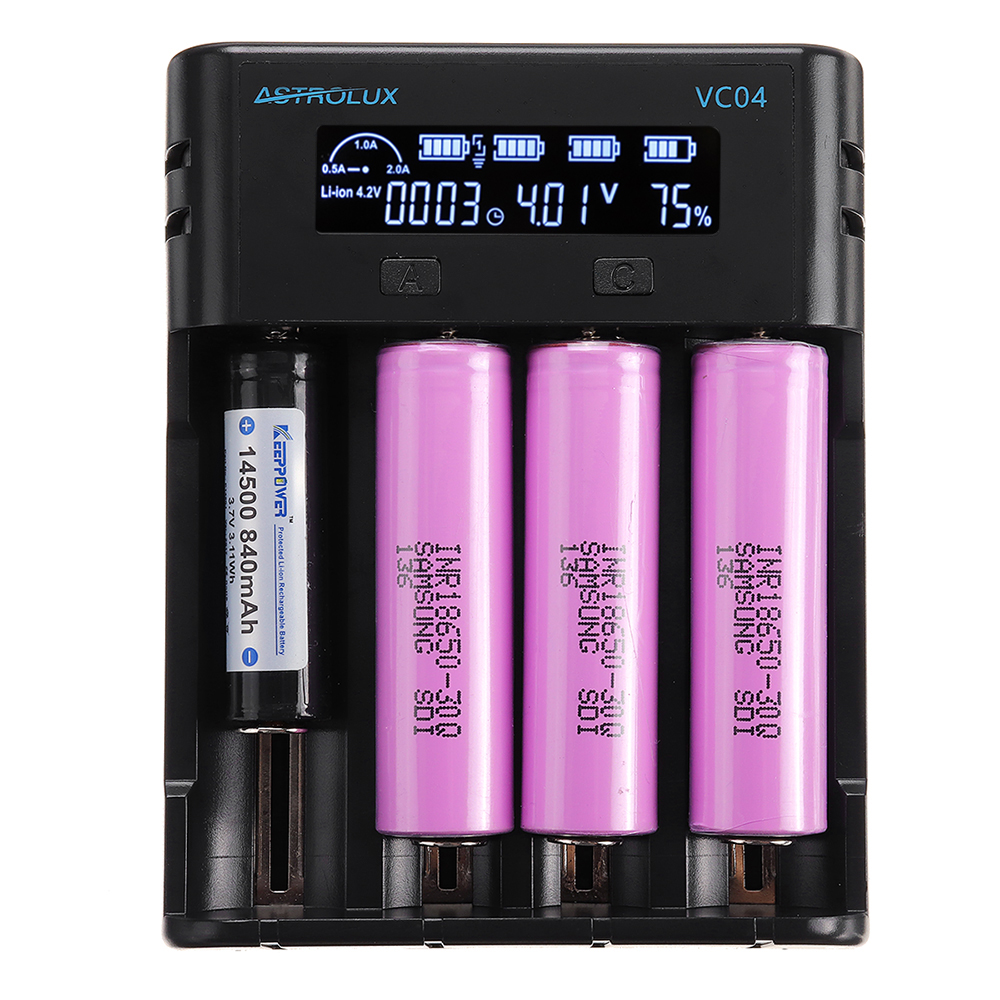 Micro Type-C 2A Quick Charge Li-ion Ni-MH Battery Charger Current Optional USB Charger For 18650 26650 21700 AA AAA Battery