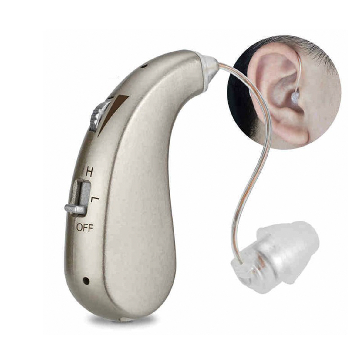 USB Rechargeable Portable Hidden Hearing Aid Sound Voice Amplifier with 4 Earplug
