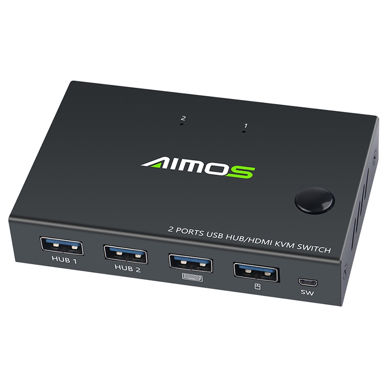 AIMOS USB HDMI Switch Box Video Switch Display 4K Splitter KVM Switch for 2 PCs Share Switcher Keyboard Mouse Printer