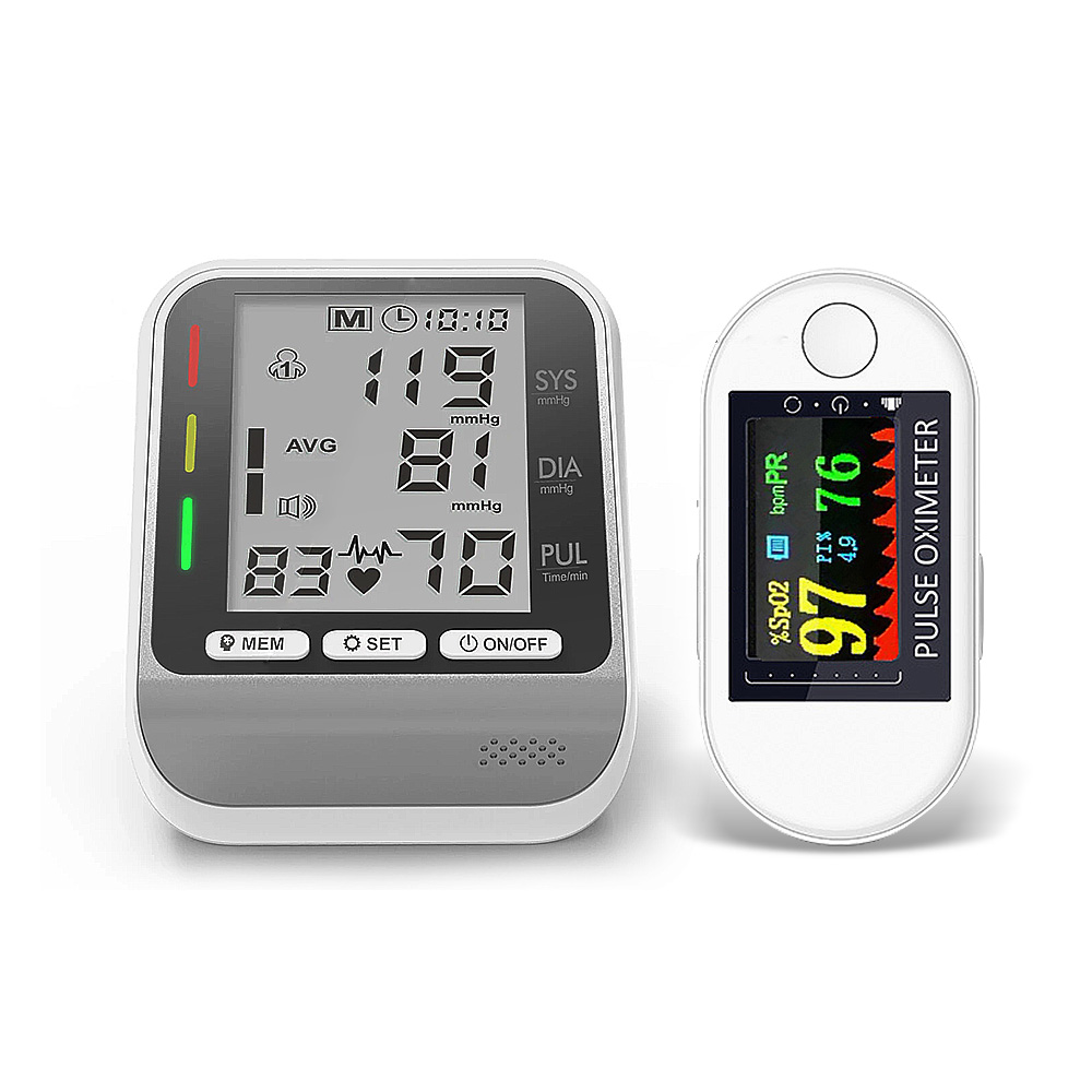 2 in 1 Finger Pulse Oximeter Wrist Blood Pressure Monitor Health Care Set for Elder Men Women Gift