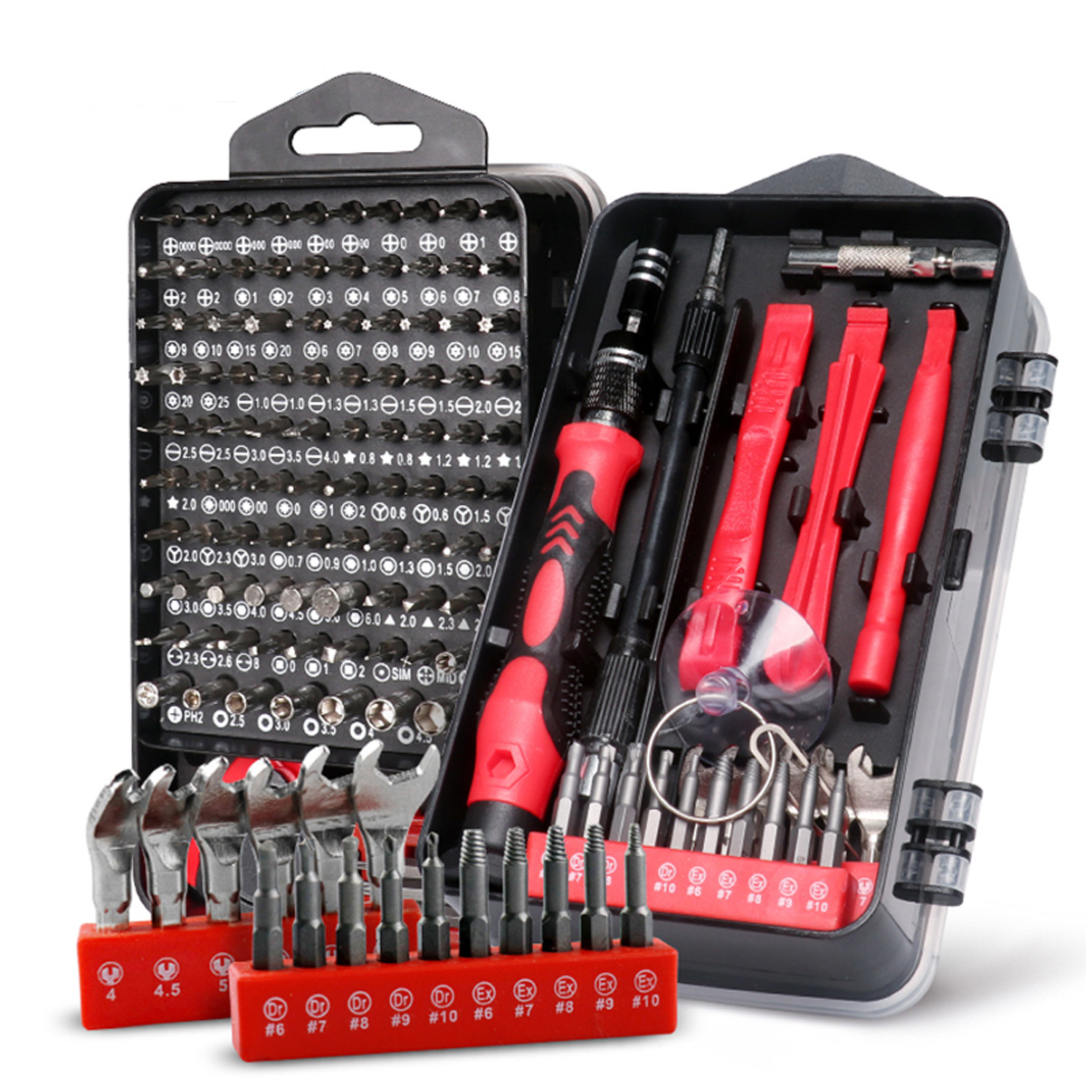 138 in 1 Screwdriver Set Multifunction Magnetic DIY Screw Driver Household Repair Tool W/ Tweezer - Red Colour