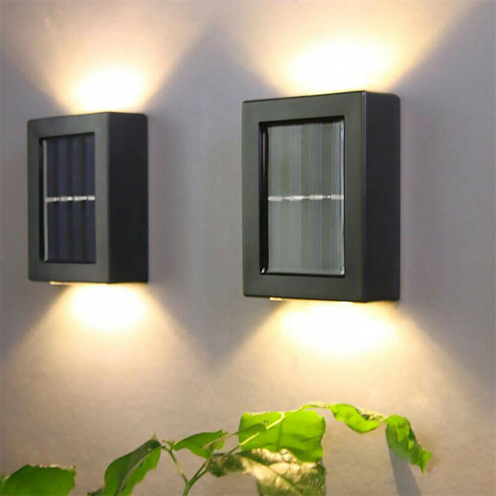 2Pcs Solar Wall Lamp Light Up and Down Garden Decorative Solar Sensor LED Light - Warm White Colour