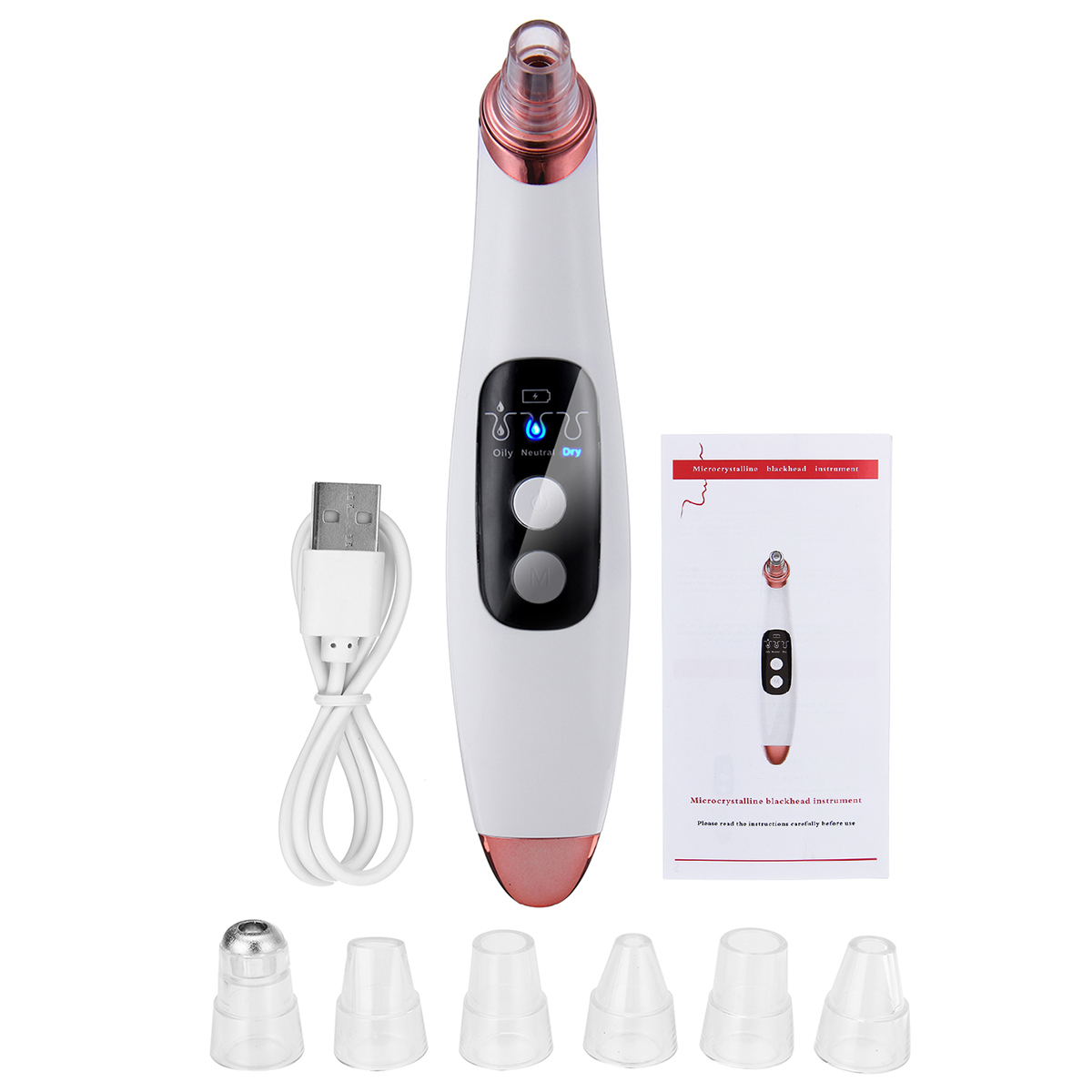 Blackhead Remover Pore Vacuum USB Rechargeable Electric Blackhead Suction Pore Cleaner with LED Display