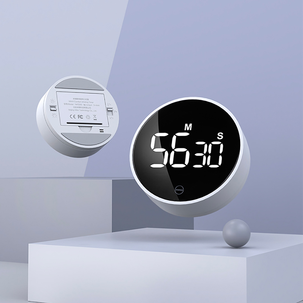 XIAOMI MIIIW Mute Timer Alarm Clock Rotating Timing LED Display Kitchen Digital Timer Magnetic Suction Home Cooking