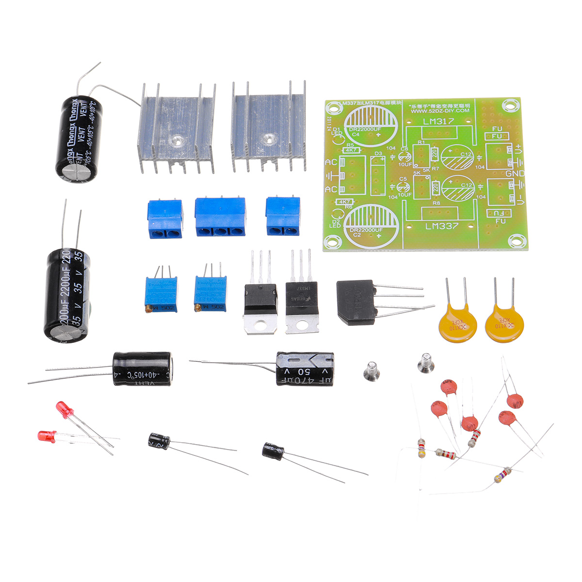 LM317 LM377 DIY Positive and Negative Dual Power Supply Adjustable Regulated Power Supply Kit Learning Project Electronic Kit