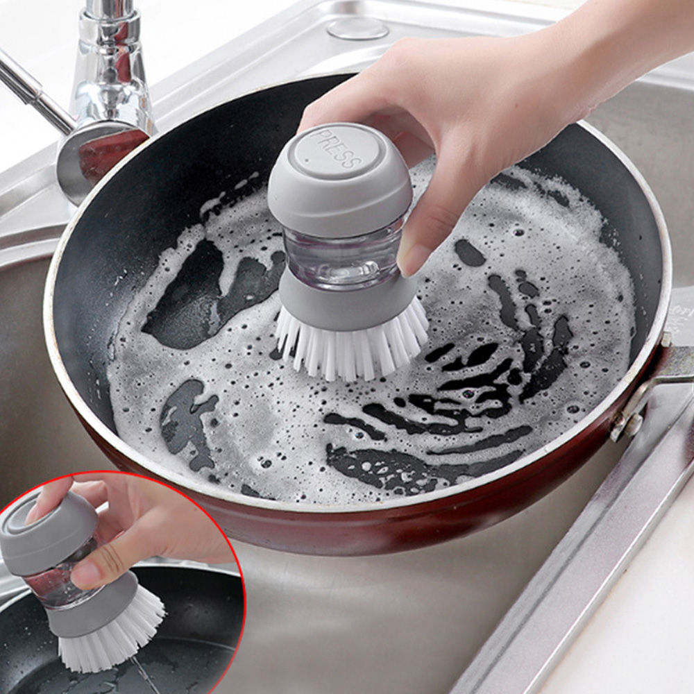 Household Kitchen Washing Utensils Pot Dish Brush with Liquid Washing Soap Dispenser Pot Brush Dish Brushes Cleaning Tool