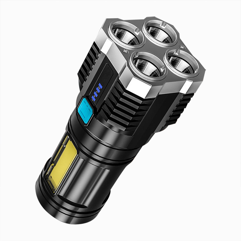 XANES S3 4*LED+COB Ultra Bright LED Flashlight With Sidelight Built-in Battery 4 Modes USB Rechargeable Strong Spotlight