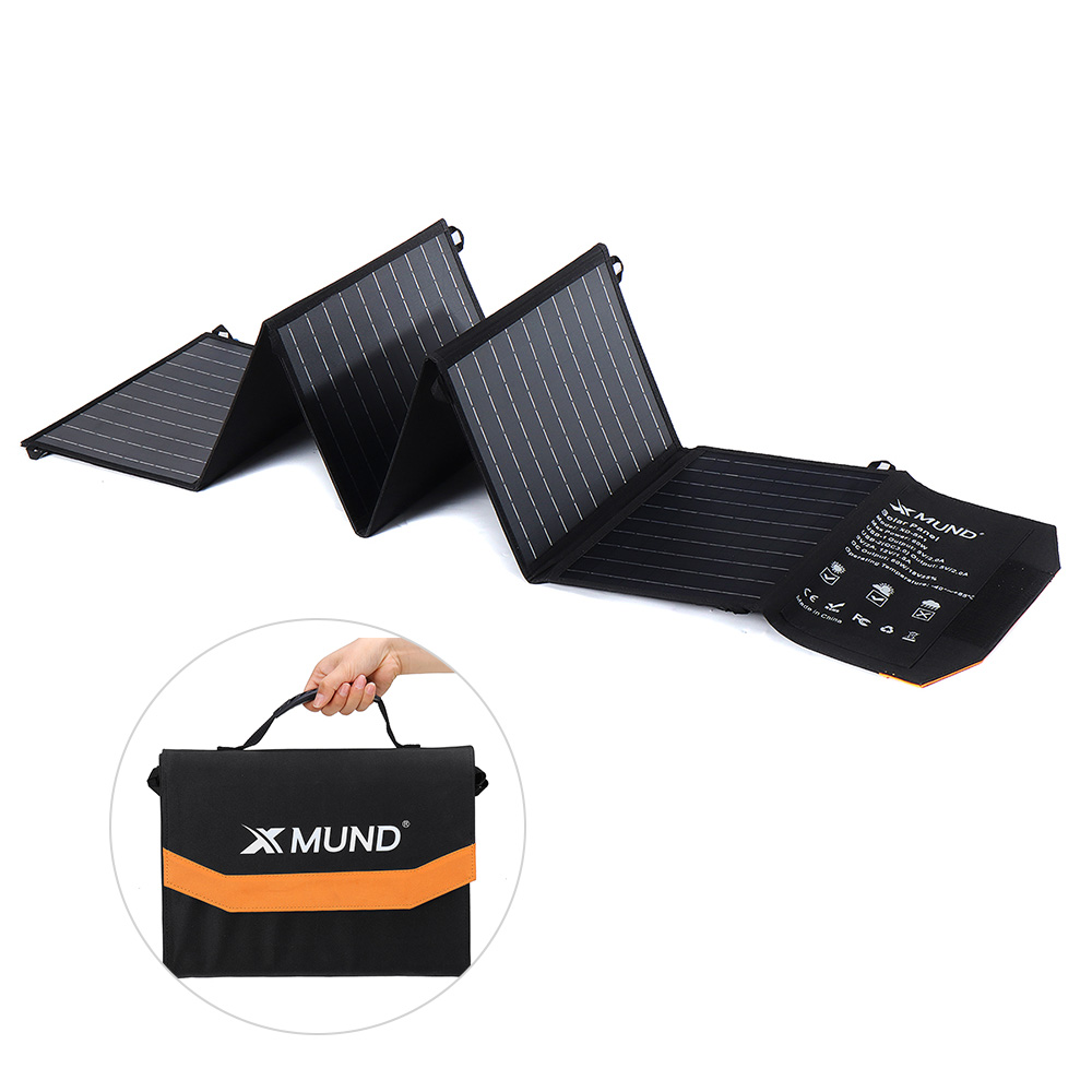 XMUND 2PCS XD-SP1 60W Foldable Solar Panel Charger 2 USB+2 DC Handbag Solar Power Bank for Outdoor Camping Hiking