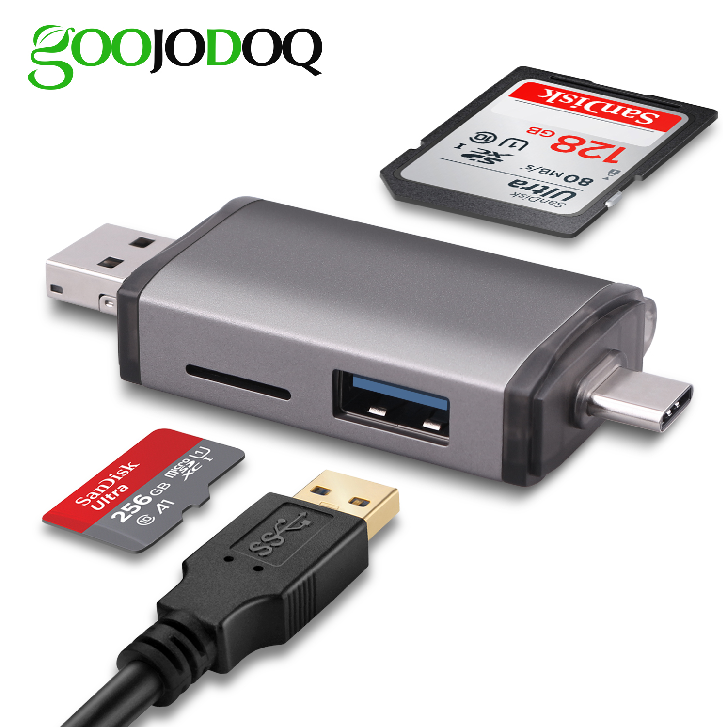 GOOJODOQ T-933 Card Reader Type C USB Micro USB to SD Micro SD TF Adapter Accessories OTG Card Reader Memory SD Card Reader