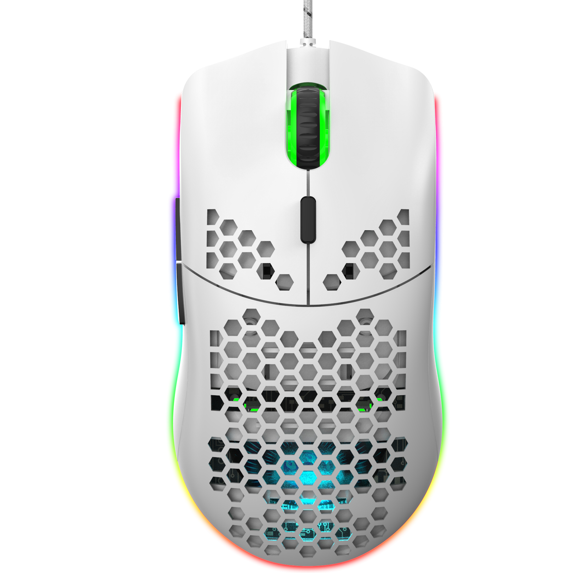 HXSJ J900 Wired Gaming Mouse Six-Key Macro Programming Mouse Six Level Adjustable DPI Colorful RGB White Gaming Mouse