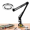 Flexible Desk Magnifier 5X USB LED Magnifying Glass 3 Colors Illuminated Magnifier Lamp Loupe Reading Rework Soldering - Black