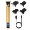 Men's Electric Hair Clipper USB Charging 3 Gears Portable Hair Trimmer Shaver W/ 4 Limit Combs - Gold Colour