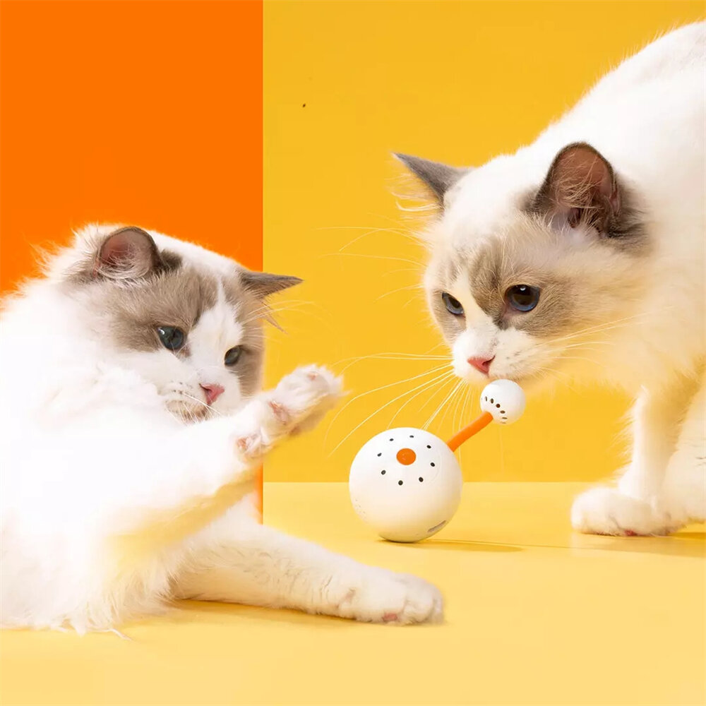 Interactive Cat LED Rolling Ball USB Rechargeable Electric Self Rotating LED Ball Connect to MiJia APP with Small Tail Storage