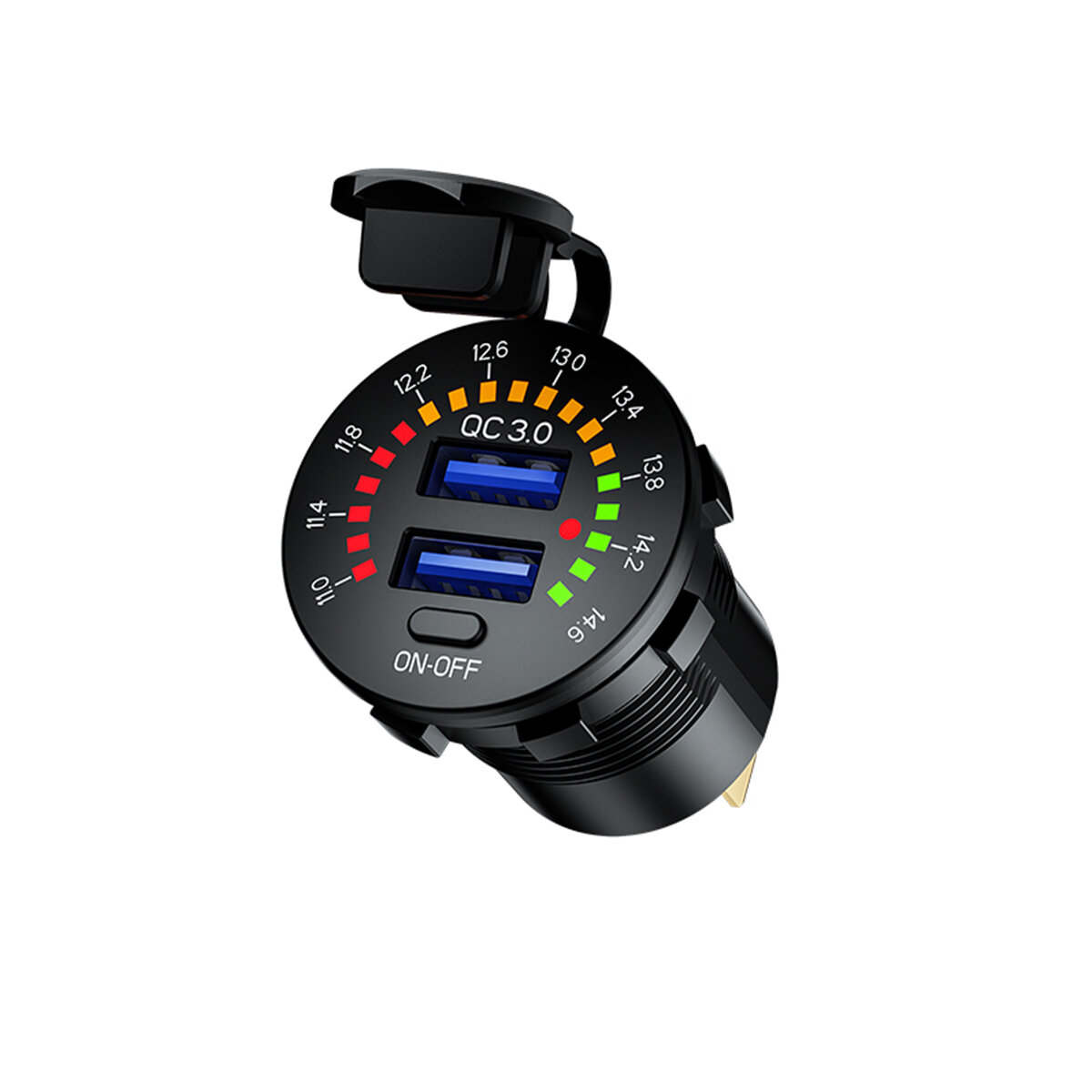 12-24V Dual USB Car Charger Socket Port With Colourful Digital Voltmeter QC 3.0 Fast Charging Bus Trailer Boats