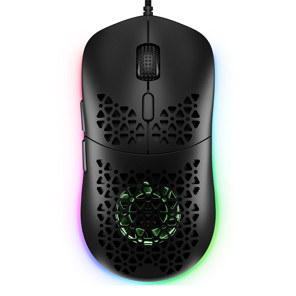 ONIKUMA CW911 Wired Gaming Mouse Hollow Honeycomb Shell 8-Button Macro Programming Adjustable 1200-7200DPI RGB Backlit